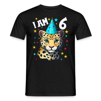 Ich bin 6 Jahre alt Leoparde Leopard 6. Geburtstag - Männer T-Shirt - Schwarz - Vorne - AI Model Male 178 light (178cm)