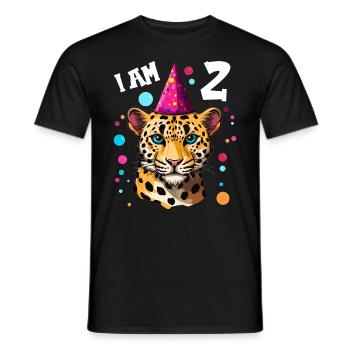 2nd Birthday I'm 2 Years Old Leopard Leopard - Men's T-Shirt - black - Front - AI Model Male 178 light (178cm)