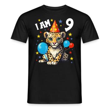 J’ai 9 ans Léopard Léopard 9e anniversaire - T-shirt homme - noir - Devant - AI Model Male 178 light (178cm)