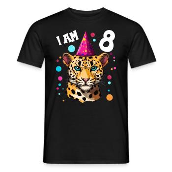 I'm 8 Years Old Leopard Leopard 8th Birthday - Men's T-Shirt - black - Front - AI Model Male 178 light (178cm)