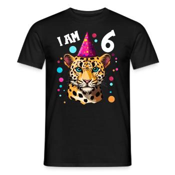 Ich bin 6 Jahre alt Leoparde Leopard 6. Geburtstag - Männer T-Shirt - Schwarz - Vorne - AI Model Male 178 light (178cm)