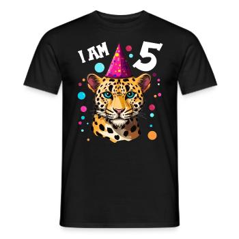 I'm 5 Years Old Leopard Leopard 5th Birthday - Men's T-Shirt - black - Front - AI Model Male 178 light (178cm)