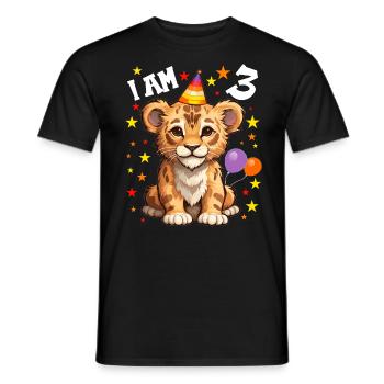 I'm 3 Years Old Lion Lion 3rd Birthday - Men's T-Shirt - black - Front - AI Model Male 178 light (178cm)