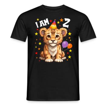 I'm 2 Years Old Lion Leo 2nd Birthday - Men's T-Shirt - black - Front - AI Model Male 178 light (178cm)