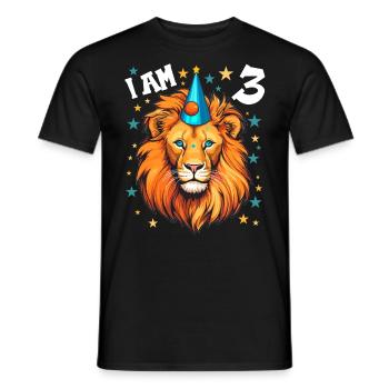 I'm 3 Years Old Lion Lion 3rd Birthday - Men's T-Shirt - black - Front - AI Model Male 178 light (178cm)