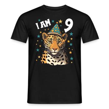 Ich bin 9 Jahre alt Leoparde Leopard 9. Geburtstag - Männer T-Shirt - Schwarz - Vorne - AI Model Male 178 light (178cm)