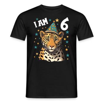 Ich bin 6 Jahre alt Leoparde Leopard 6. Geburtstag - Männer T-Shirt - Schwarz - Vorne - AI Model Male 178 light (178cm)