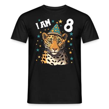 I'm 8 Years Old Leopard Leopard 8th Birthday - Men's T-Shirt - black - Front - AI Model Male 178 light (178cm)