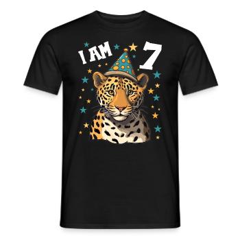 Ich bin 7 Jahre alt Leoparde Leopard 7. Geburtstag - Men's T-Shirt - black - Front - AI Model Male 178 light (178cm)