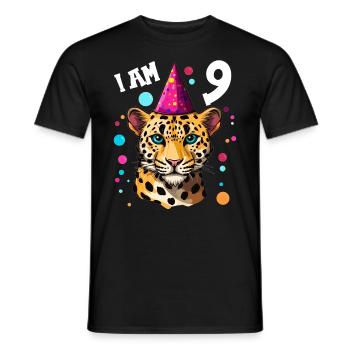 J’ai 9 ans Léopard Léopard 9e anniversaire - T-shirt homme - noir - Devant - AI Model Male 178 light (178cm)