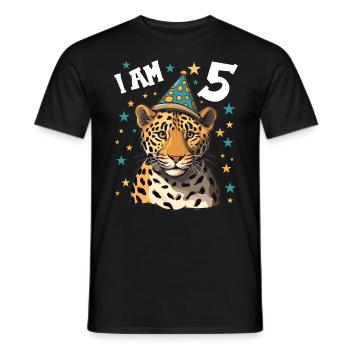 Ich bin 5 Jahre alt Leoparde Leopard 5. Geburtstag - Männer T-Shirt - Schwarz - Vorne - AI Model Male 178 light (178cm)