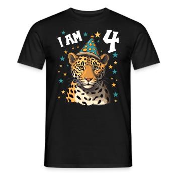 I'm 4 Years Old Leopard Leopard 4th Birthday - Men's T-Shirt - black - Front - AI Model Male 178 light (178cm)