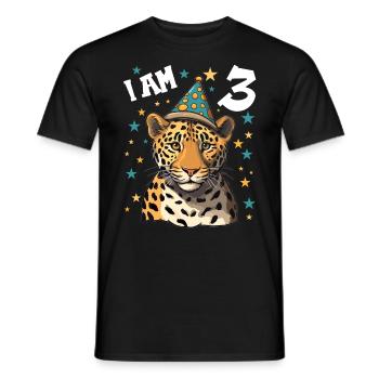 Ich bin 3 Jahre alt Leoparde Leopard 3. Geburtstag - Männer T-Shirt - Schwarz - Vorne - AI Model Male 178 light (178cm)
