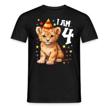 I'm 4 Years Old Lion Leo 4th Birthday - Men's T-Shirt - black - Front - AI Model Male 178 light (178cm)