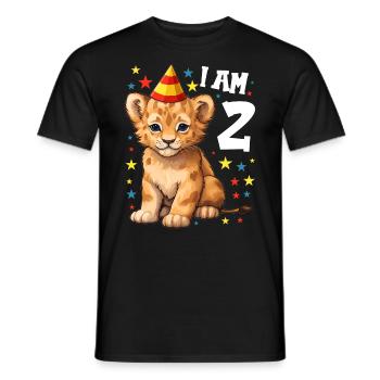 I'm 2 Years Old Lion Leo 2nd Birthday - Men's T-Shirt - black - Front - AI Model Male 178 light (178cm)