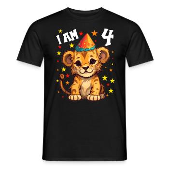 I'm 4 Years Old Leo Leo 4th Birthday - Men's T-Shirt - black - Front - AI Model Male 178 light (178cm)