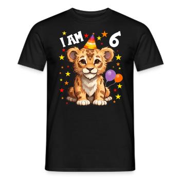 J’ai 6 ans Leo Leo 6ème anniversaire - T-shirt homme - noir - Devant - AI Model Male 178 light (178cm)