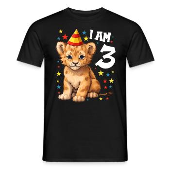 I'm 3 Years Old Lion Lion 3rd Birthday - Men's T-Shirt - black - Front - AI Model Male 178 light (178cm)