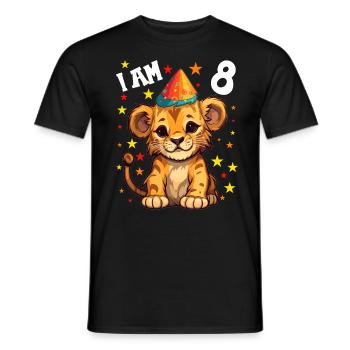 I'm 8 Years Old Lion Leo 8th Birthday - Men's T-Shirt - black - Front - AI Model Male 178 light (178cm)