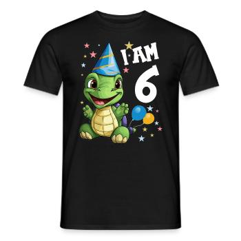 Je suis 6 tortues Tortue 6e anniversaire - T-shirt homme - noir - Devant - AI Model Male 178 light (178cm)