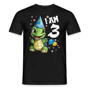 I'm 3 Turtles Turtle 3rd Birthday - Men's T-Shirt - black - Front - AI Model Male 178 light (178cm)