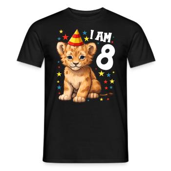 I'm 8 Years Old Lion Leo 8th Birthday - Men's T-Shirt - black - Front - AI Model Male 178 light (178cm)