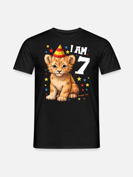 I' Years Old Lion Leo 7th Birthday - Men's T-Shirt - black