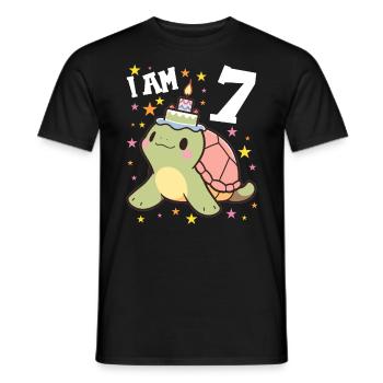 Ich bin 7 Schildkröten Schildkröte 7. Geburtstag - Männer T-Shirt - Schwarz - Vorne - AI Model Male 178 light (178cm)