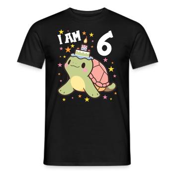 Je suis 6 tortues Tortue 6e anniversaire - T-shirt homme - noir - Devant - AI Model Male 178 light (178cm)