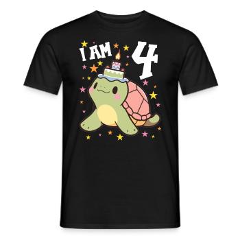 I'm 4 Turtles Turtle 4th Birthday - Men's T-Shirt - black - Front - AI Model Male 178 light (178cm)