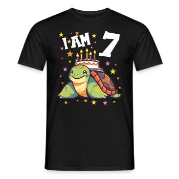 Ich bin 7 Schildkröten Schildkröte 7. Geburtstag - Männer T-Shirt - Schwarz - Vorne - AI Model Male 178 light (178cm)