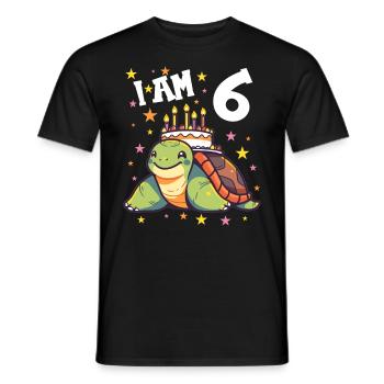 Je suis 6 tortues Tortue 6e anniversaire - T-shirt homme - noir - Devant - AI Model Male 178 light (178cm)