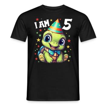Je suis 5 Tortues Tortue 5e anniversaire - T-shirt homme - noir - Devant - AI Model Male 178 light (178cm)
