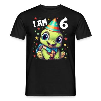 Je suis 6 tortues Tortue 6e anniversaire - T-shirt homme - noir - Devant - AI Model Male 178 light (178cm)