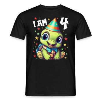 I'm 4 Turtles Turtle 4th Birthday - Men's T-Shirt - black - Front - AI Model Male 178 light (178cm)