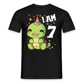 Ich bin 7 Schildkröten Schildkröte 7. Geburtstag - Männer T-Shirt - Schwarz - Vorne - AI Model Male 178 light (178cm)
