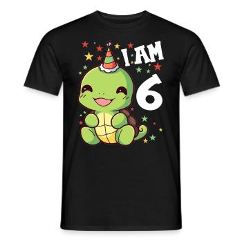 Je suis 6 tortues Tortue 6e anniversaire - T-shirt homme - noir - Devant - AI Model Male 178 light (178cm)