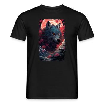 Spirit Wolf Fox Aesthetic Japanese Kitsune - Men's T-Shirt - black - Front - AI Model Male 178 light (178cm)