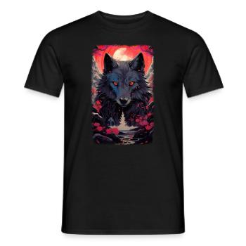 Spirit Wolf Fox Aesthetic Japanese Kitsune - Men's T-Shirt - black - Front - AI Model Male 178 light (178cm)