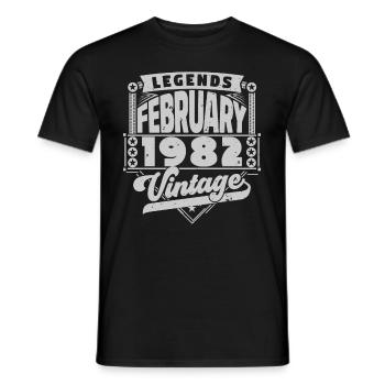 Vintage Birthday February 1982, February 1982. - Men's T-Shirt - black - Front - AI Model Male 178 light (178cm)