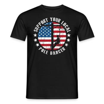 Soutenez votre monteur de lignes Pole Dancer local - T-shirt homme - noir - Devant - AI Model Male 178 light (178cm)