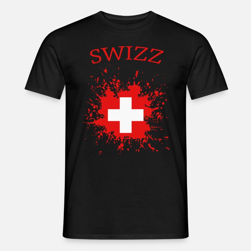 Schweiz, schweizer Flagge - Männer T-Shirt - Schwarz