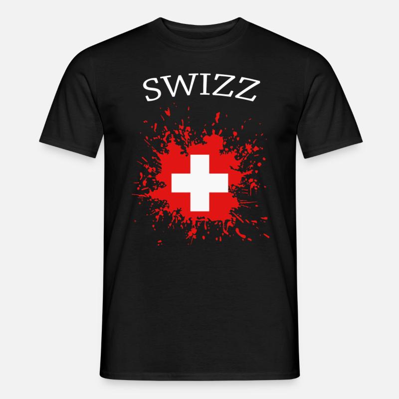 Schweiz, schweizer Flagge - Männer T-Shirt - Schwarz