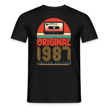 Cadeau Anniversaire Vintage 1987. Rétro 1987. - T-shirt homme - noir - Devant - AI Model Male 178 light (178cm)