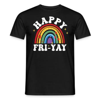Happy Fri Yay Teacher Weekend Funny Meme - Men's T-Shirt - black - Front - AI Model Male 178 light (178cm)