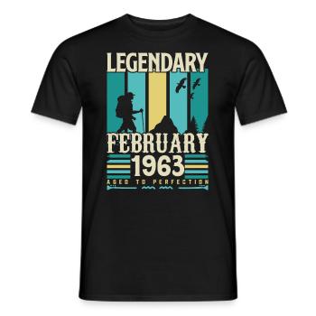 Cadeau Vintage Anniversaire Février 1963, février. - T-shirt homme - noir - Devant - AI Model Male 178 light (178cm)