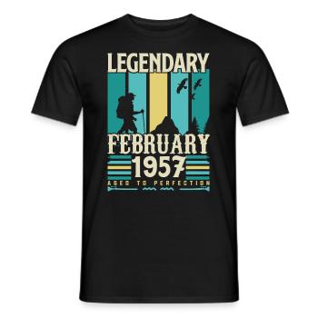 Cadeau Vintage Anniversaire Février 1957, février. - T-shirt homme - noir - Devant - AI Model Male 178 light (178cm)
