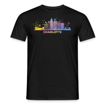 Charlottean's Skyline Charlotte - Men's T-Shirt - black - Front - AI Model Male 178 light (178cm)