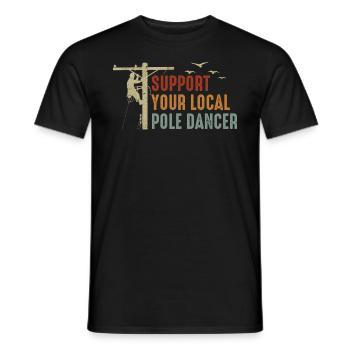 Soutenez votre monteur de lignes Pole Dancer local - T-shirt homme - noir - Devant - AI Model Male 178 light (178cm)
