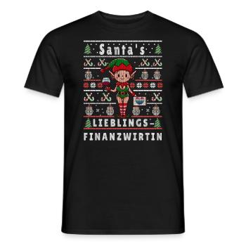 Ugly Christmas SANTA'S FAVORITE FINANCIER - Men's T-Shirt - black - Front - AI Model Male 178 light (178cm)